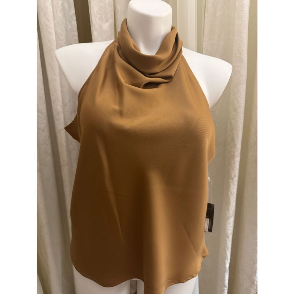 Worthington Camel Cowl Halter Top